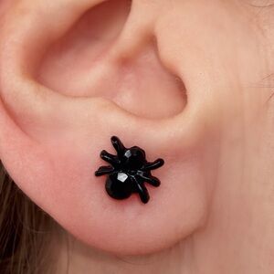 Halloween black spider earrings